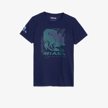 Lacoste SPORT Miami Open Crocodile Print T-shirt Dámské - Tričko Tmavě Blankyt Blankyt | CZ-GMctX0